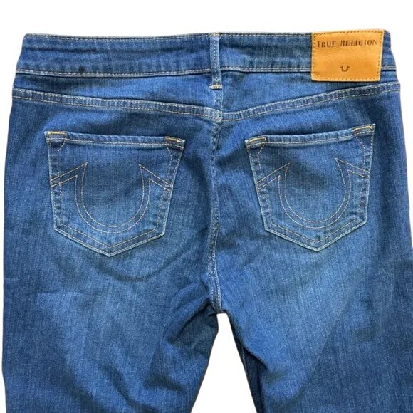 TRUE RELIGION Halle Mid Rise Super Skinny Jeans  Frayed hem Zip cuffs Crop SZ 28 - Picture 5 of 12